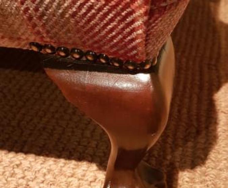 Matching Pair of Antique Wing Back Arm Chairs - Image 4