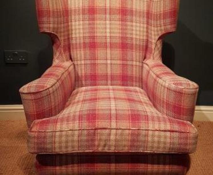 Matching Pair of Antique Wing Back Arm Chairs - Image 5