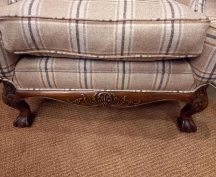 Superb Antique Walnut Upholstered Wing Armchair - Image 3