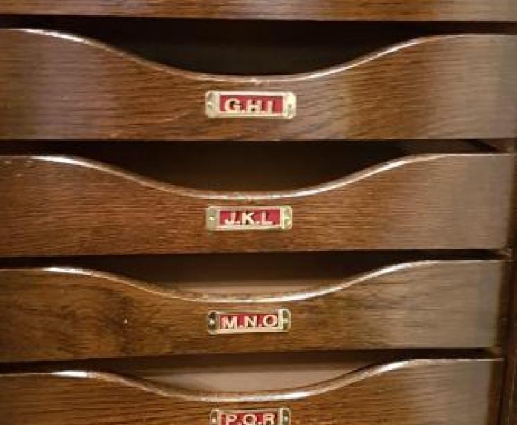 Edwardian Solid Oak Tambour Front File Cabinet - Image 4