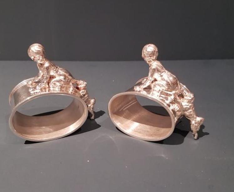Rare Pair of Antique Russian Silver Napkin Rings - Image 1