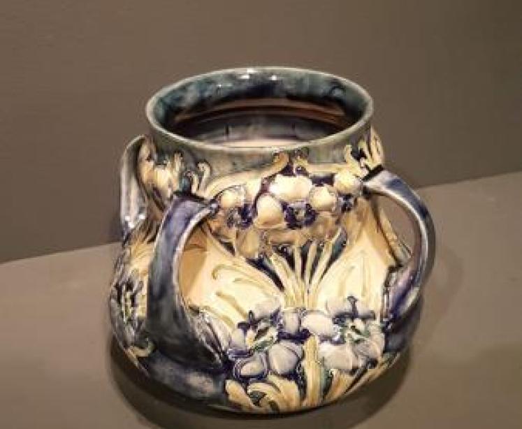 Rare Early Moorcroft Daffodil Pattern Four Handle Vase - Image 1