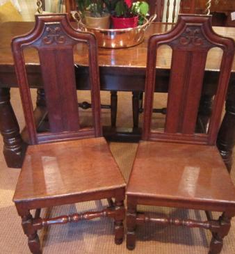 Pair of George II Period Oak Hall Chairs
