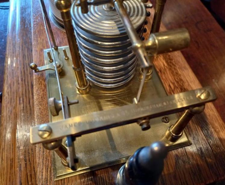 Antique Solid Oak & Bevelled Glass Barograph by James Lucking - Image 5