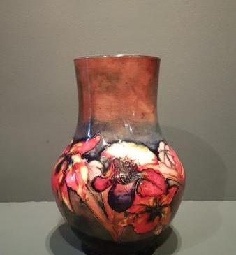Large Moorcroft Slipper Orchid Flambe Vase