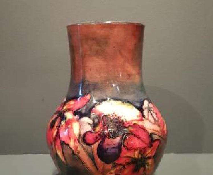 Large Moorcroft Slipper Orchid Flambe Vase - Image 1