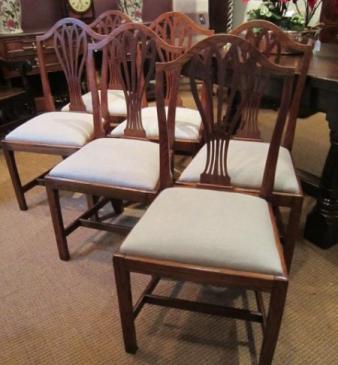 Rare Set of George III Hepplewhite Country Dining Chairs