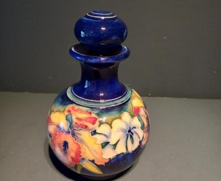 Moorcroft Slipper Orchid Scent Bottle & Stopper - Image 7
