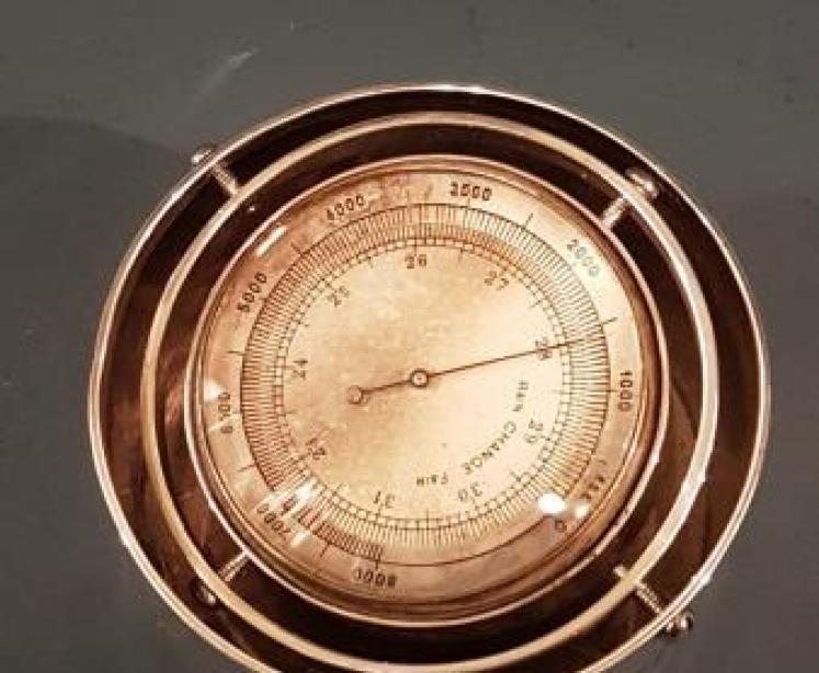 Victorian Silver Barometer In Gimble Desk Tidy - Image 2