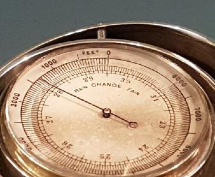 Victorian Silver Barometer In Gimble Desk Tidy - Image 4