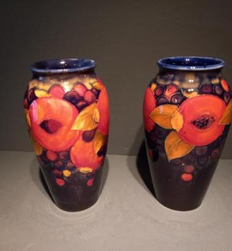 Pair of Antique Moorcroft Seeded Pomegranate Vases