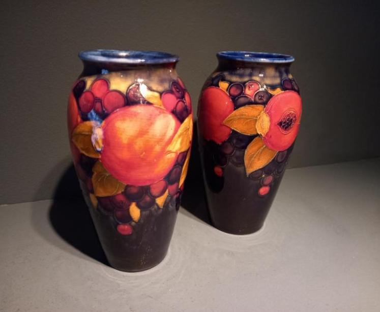 Pair of Antique Moorcroft Seeded Pomegranate Vases - Image 2