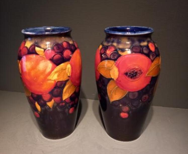 Pair of Antique Moorcroft Seeded Pomegranate Vases - Image 4