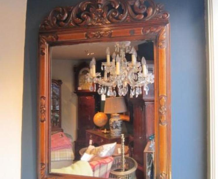 Decorative Victorian Walnut Framed Wall Mirror - Image 1