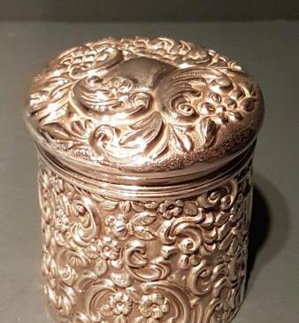 Victorian Embossed Silver Table Jar