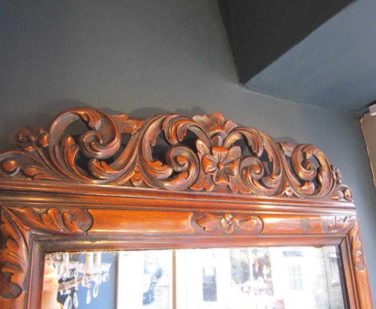 Decorative Victorian Walnut Framed Wall Mirror - Image 3