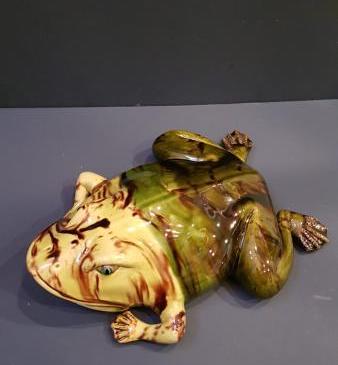 Unusual Large Victorian Majolica Frog