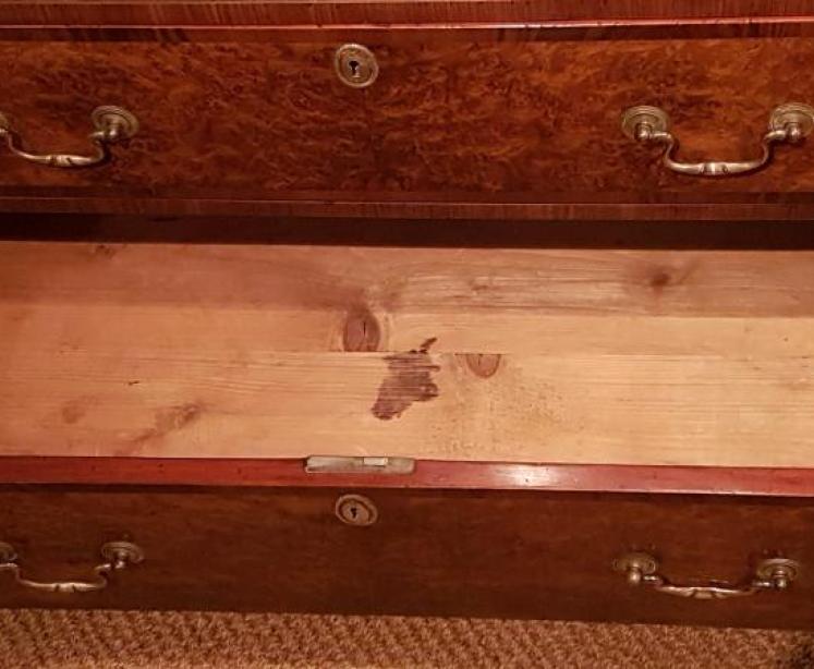 George III Burr Walnut Chest of Drawers  - Image 3