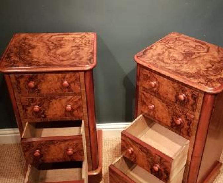 Pair of Quality Victorian Burr Walnut Bedside Chests - Image 5
