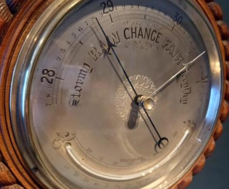 Superb Antique Ship's Barometer & Thermometer - Image 3
