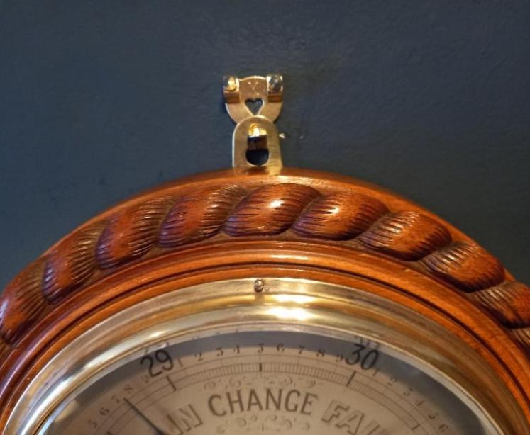 Superb Antique Ship's Barometer & Thermometer - Image 4