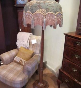 Early Mouseman Adzed Oak Standard Lamp
