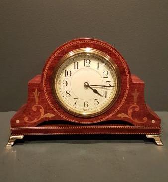 Superb Victorian Mahogany Inlaid Mantel Clock