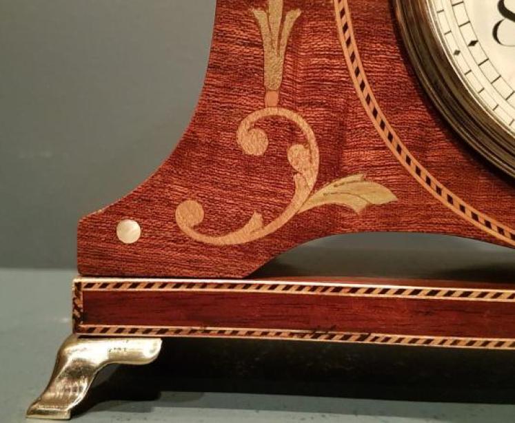 Superb Victorian Mahogany Inlaid Mantel Clock - Image 4