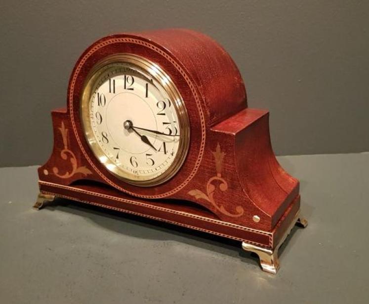 Superb Victorian Mahogany Inlaid Mantel Clock - Image 5