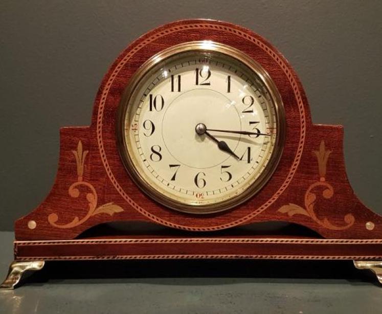 Superb Victorian Mahogany Inlaid Mantel Clock - Image 6