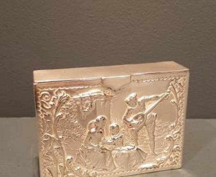 Superb Victorian Cast Silver Playing Card Case - Image 1