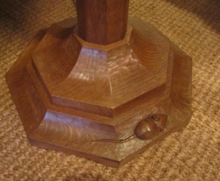 Early Mouseman Adzed Oak Standard Lamp - Image 3