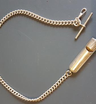 Victorian Silver Whistle and Albert Chain