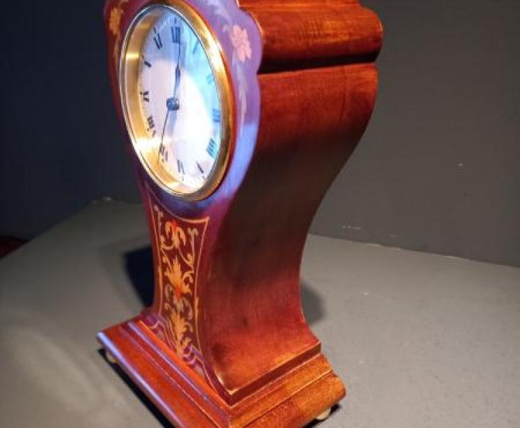 Elegant Edwardian Period Inlaid Mantel Clock - Image 5