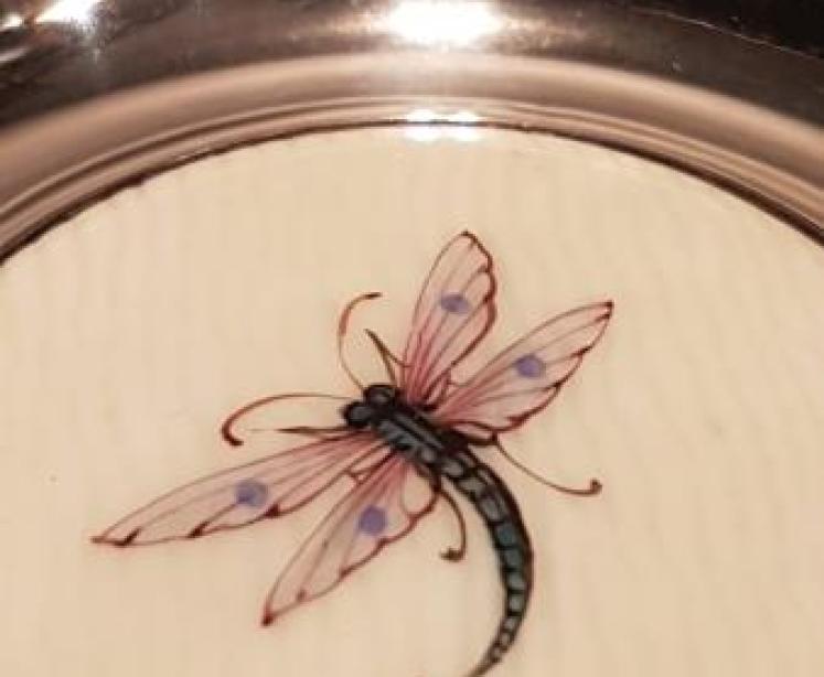 Fine Quality Silver and Porcelain Panel Pin Tray - Image 2