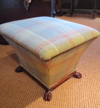 Early Victorian Upholstered Claw Feet Ottoman