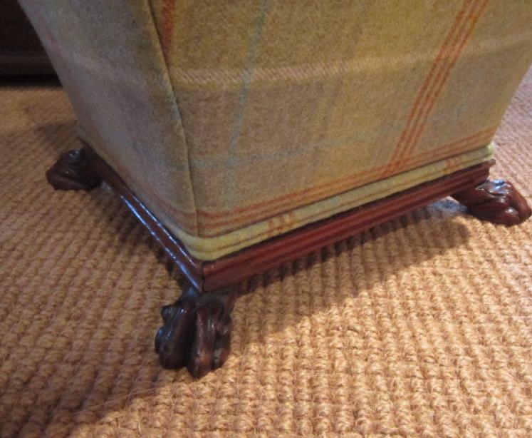 Early Victorian Upholstered Claw Feet Ottoman - Image 3