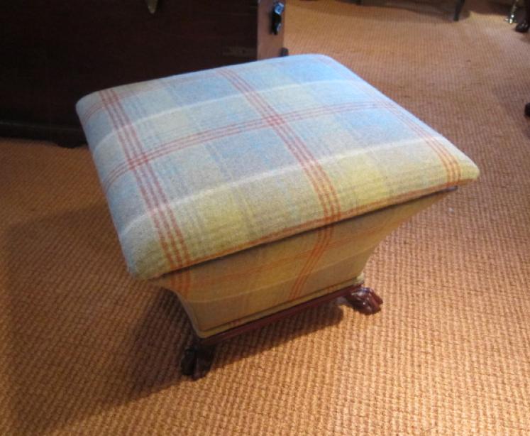 Early Victorian Upholstered Claw Feet Ottoman - Image 5