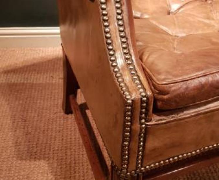 Superb Pair of Antique Wing Back Arm Chairs - Image 4