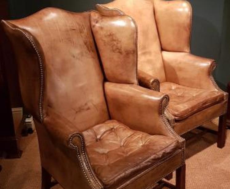 Superb Pair of Antique Wing Back Arm Chairs - Image 6