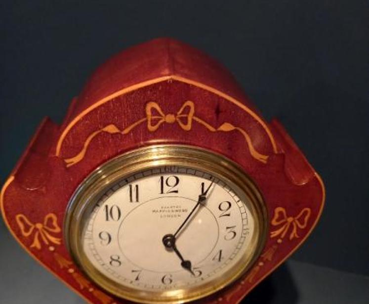 Antique Fruitwood Inlaid Mappin & Webb Exhibition Clock - Image 3