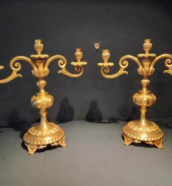 Superb Pair of Mid Victorian Gilded Candelabra