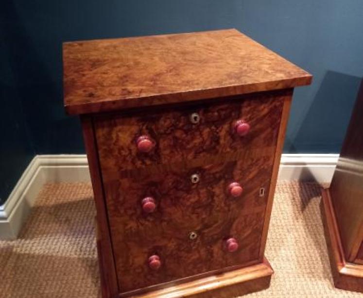 Pair of Victorian Burr Walnut Bedside Cabinets - Image 6