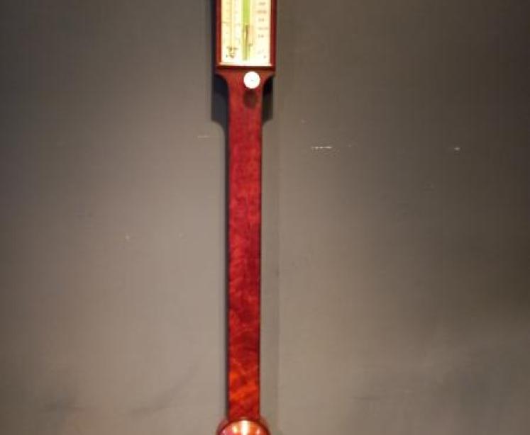 Fine Early Victorian Figured Mahogany London Stick Barometer - Image 6