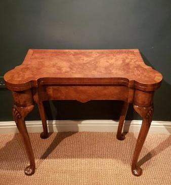 Fine Quality George I Style Walnut Gaming Table