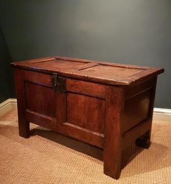 Small Period Oak Two Panel Coffer
