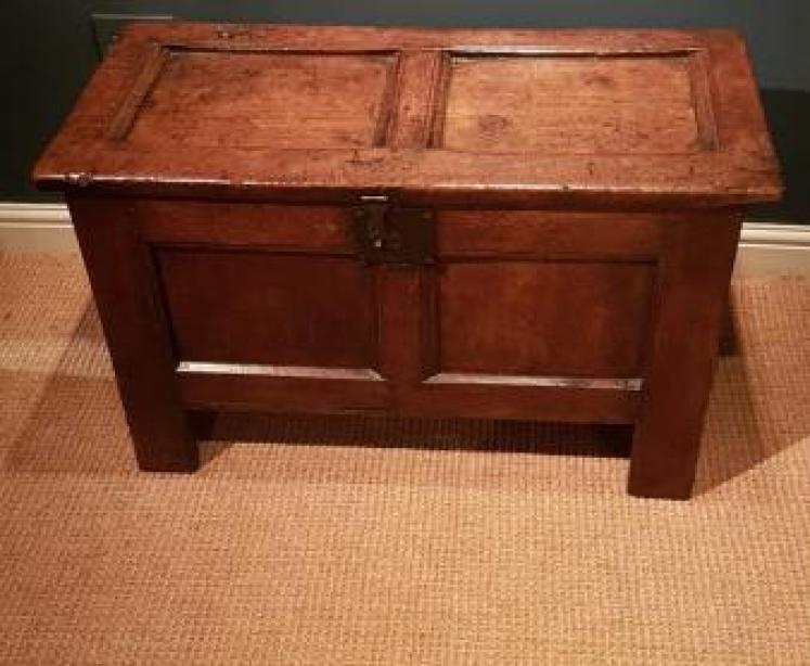 Small Period Oak Two Panel Coffer - Image 2