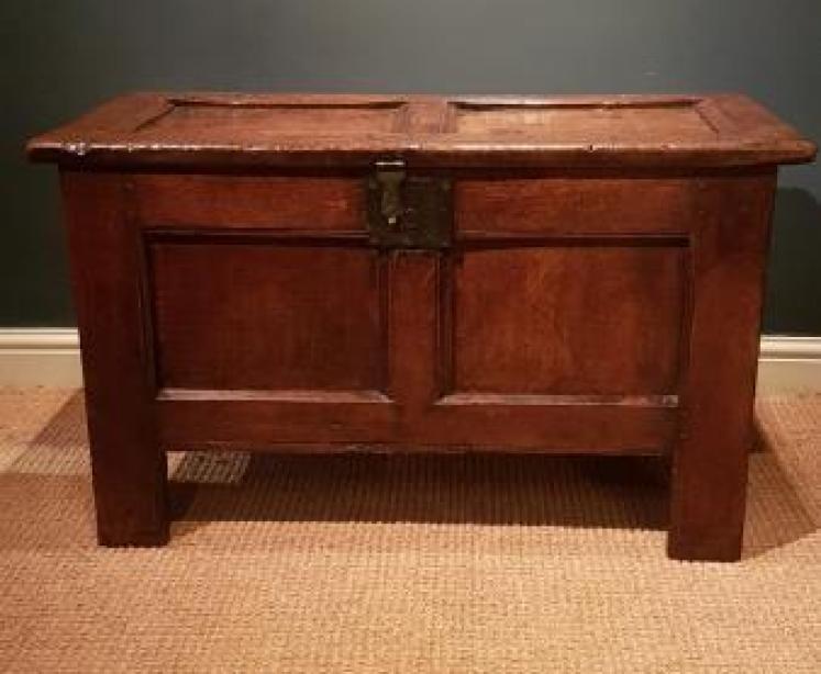 Small Period Oak Two Panel Coffer - Image 6