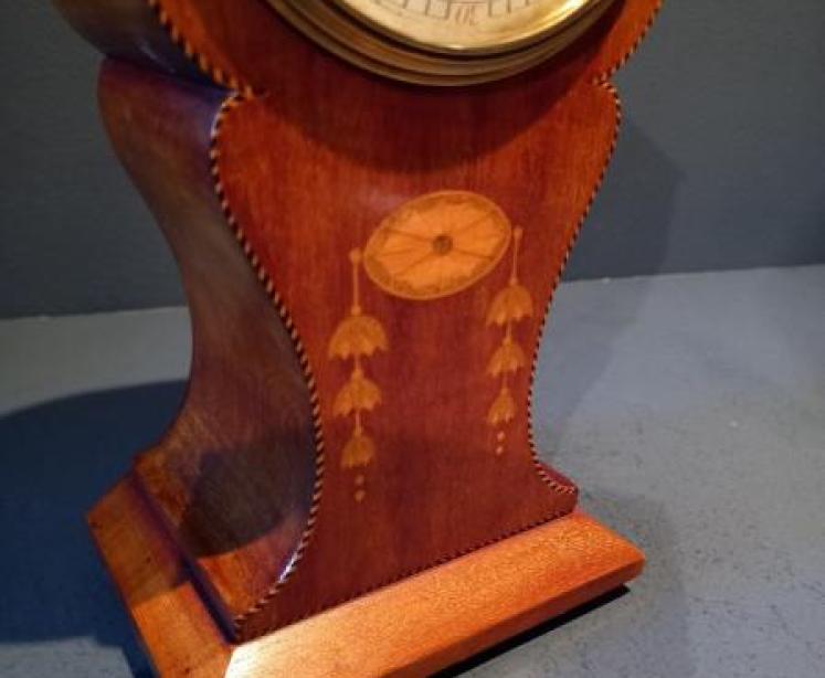 Unusual Edwardian Period Sheraton Inlaid Mantel Clock - Image 2
