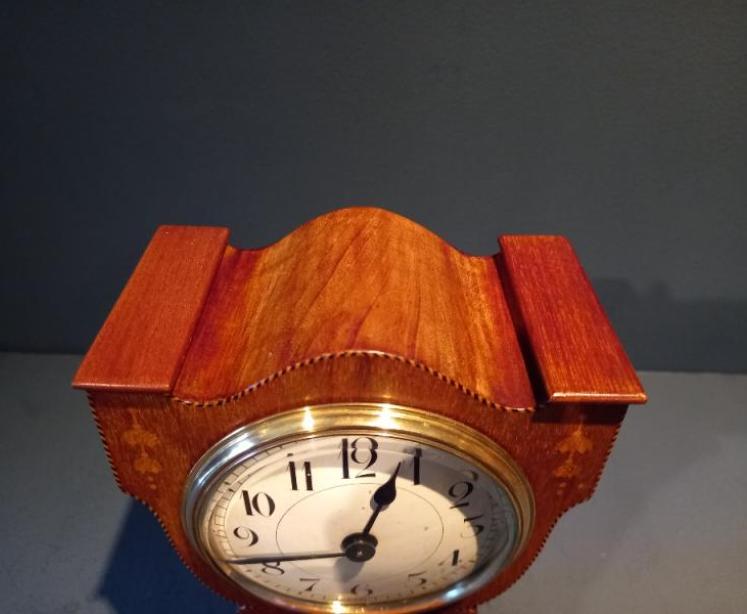 Unusual Edwardian Period Sheraton Inlaid Mantel Clock - Image 4